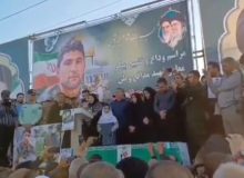 خروش زینبی همسر شهید مدافع وطن حمزه جهاندیده در مراسم وداع با شهید