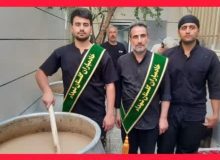 طبخ حلیم نذری بمناسبت شب ۲۸ صفر توسط خادمیاران شهدای شهرستان بروجرد